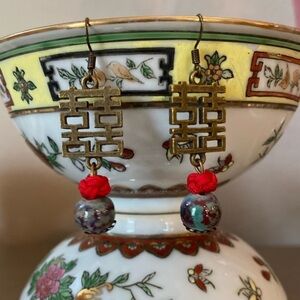 Chinoiserie Blue & White Porcelain OR Red & Blue Asian Inspired Earrings NWT